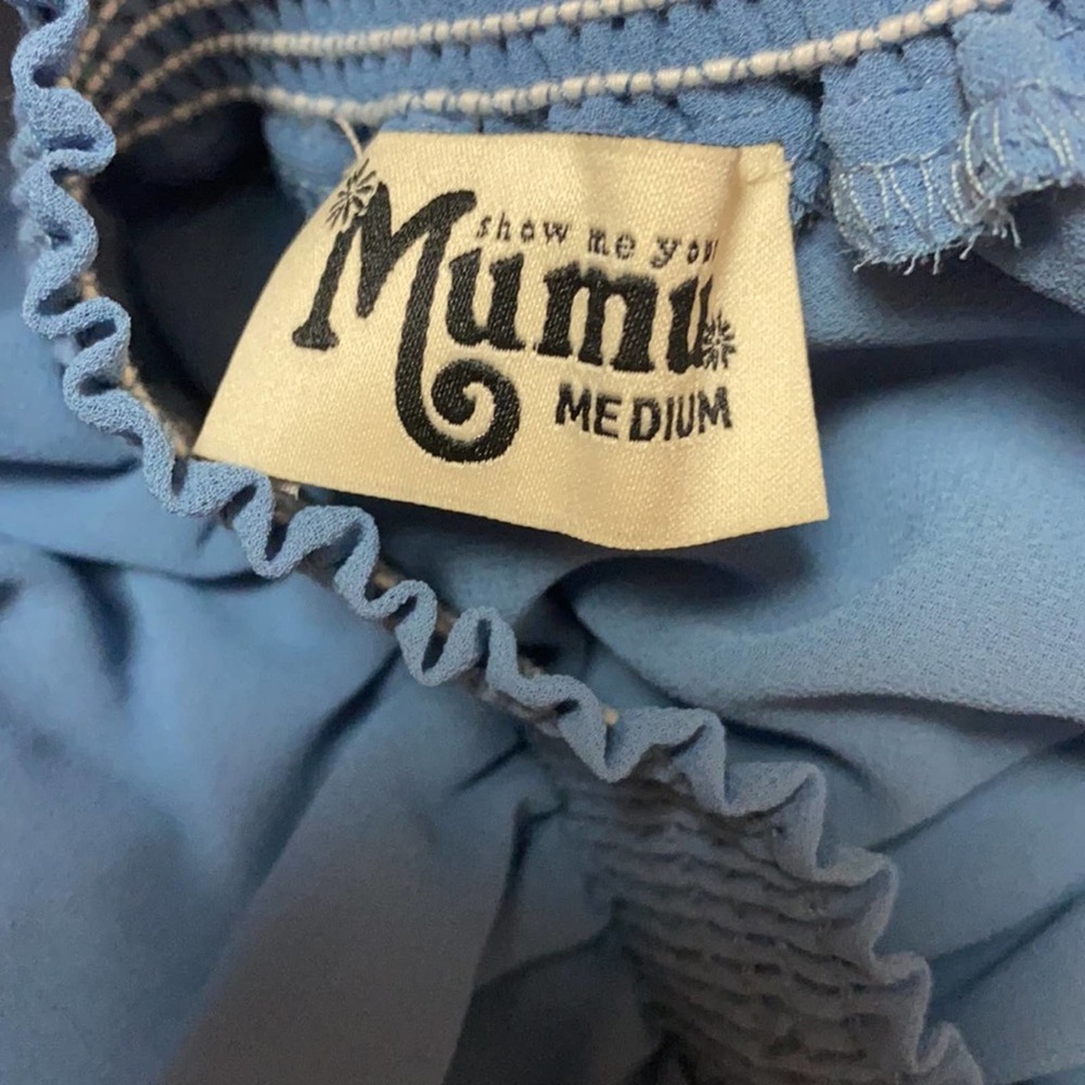 Show me your Mumu  off the shoulder Bridesmaid Maxi Dress Blue - Picture 5 of 6